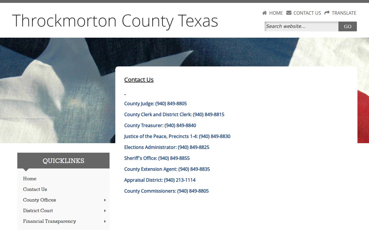 Throckmorton County warrant records county office telephone directory